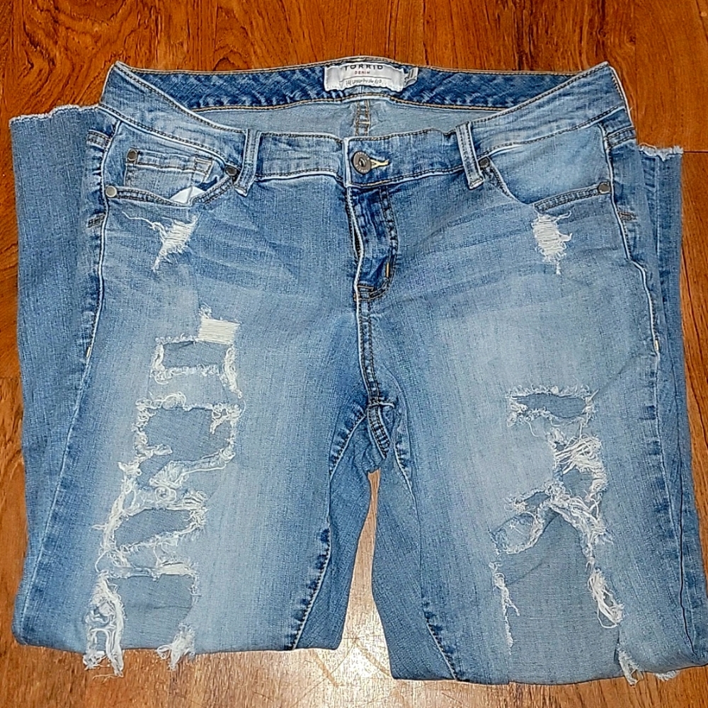Torrid Blue Ripped Denim Jeans